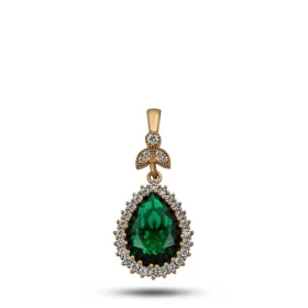Oxidized Sterling Silver Hurrem Sultan (Roxelana) Green Zircon Pendant Necklace for Women | Ottoman Inspired Jewelry - image 2 thumbnail