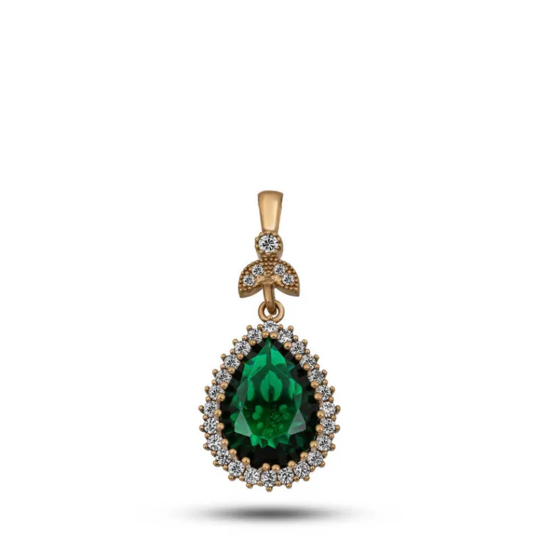 Oxidized Sterling Silver Hurrem Sultan (Roxelana) Green Zircon Pendant Necklace for Women alternate view