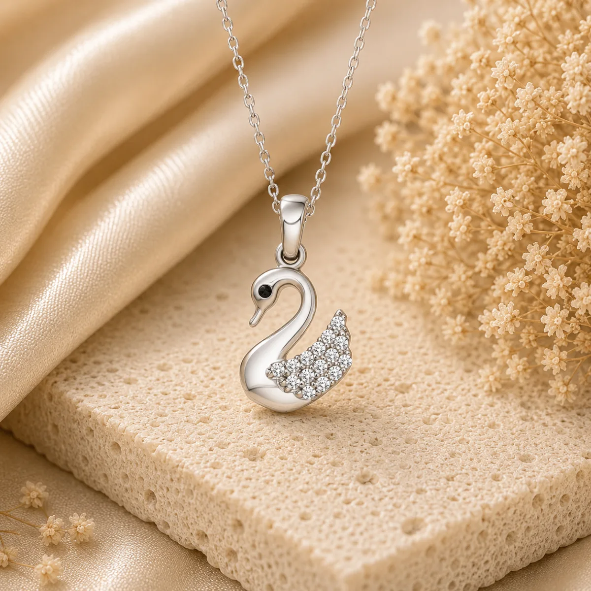 Sterling Silver Elegant Swan Necklace for Women | Zircon Swan Pendant Necklace