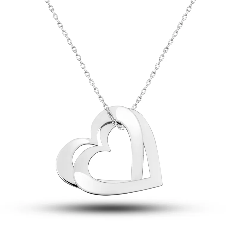 Sterling Silver Double Heart Love Necklace for Women alternate view