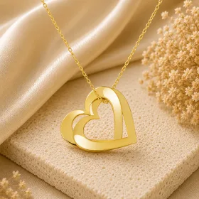 Gold Plated Sterling Silver Double Heart Love Necklace for Women | Romantic Pendant Necklace thumbnail