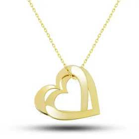 Gold Plated Sterling Silver Double Heart Love Necklace for Women | Romantic Pendant Necklace - image 2 thumbnail