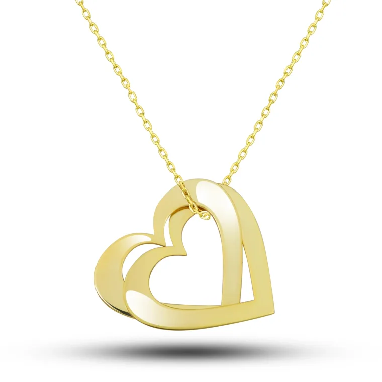 Gold Plated Sterling Silver Double Heart Love Necklace for Women alternate view