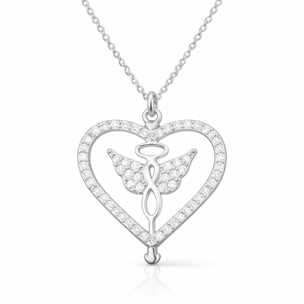 Sterling Silver Winged Infinity Heart Necklace with Zircon Stones for Women - image 2
