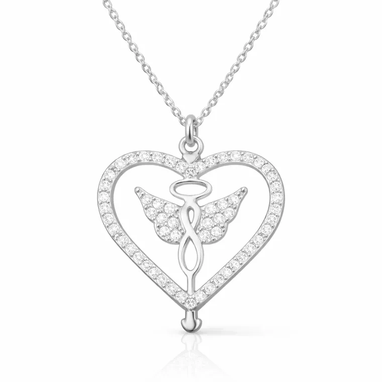 Sterling Silver Winged Infinity Heart Necklace with Zircon Stones for Women alternate view