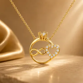 Sterling Silver Infinity Heart Necklace with Sparkling Zircon Stones for Women thumbnail