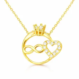 Sterling Silver Infinity Heart Necklace with Sparkling Zircon Stones for Women - image 2 thumbnail
