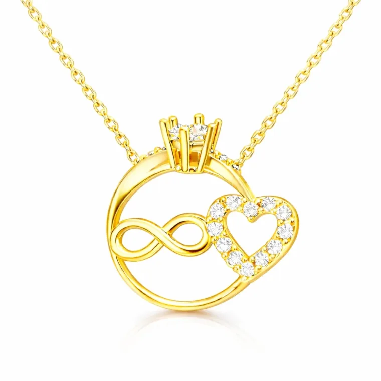 Sterling Silver Infinity Heart Necklace with Sparkling Zircon Stones for Women alternate view