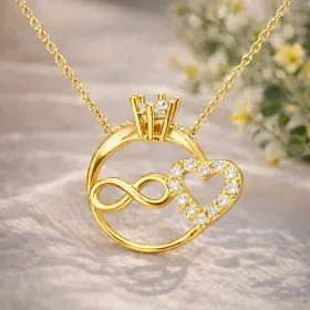 Sterling Silver Infinity Heart Necklace with Sparkling Zircon Stones for Women - image 3 thumbnail