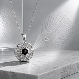 Sterling Silver Sun Projection Necklace “I Love You in 100 Languages” for Women thumbnail