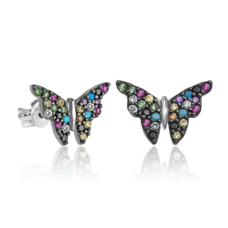 Sterling Silver Mixed Butterfly Earrings for Women