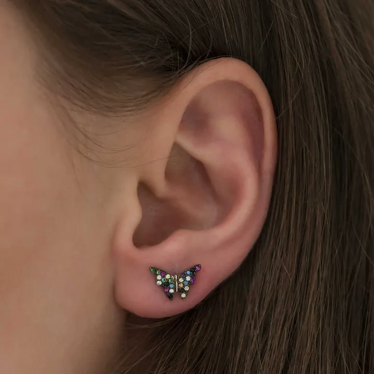 Sterling Silver Mixed Butterfly Earrings for Women alternate view