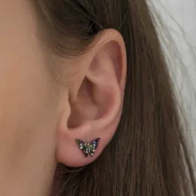 Sterling Silver Mixed Butterfly Earrings for Women | Colorful Zircon Stud Earrings - image 3 thumbnail