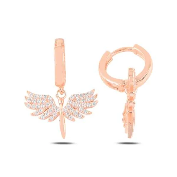Rose Gold Plated Sterling Silver Archangel Michael Stud Earrings for Women