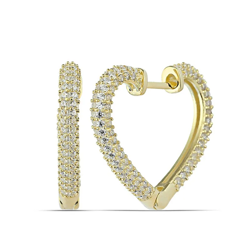 Sterling Silver Gold Plated Heart Earrings for Women – Elegant Romantic Jewelry