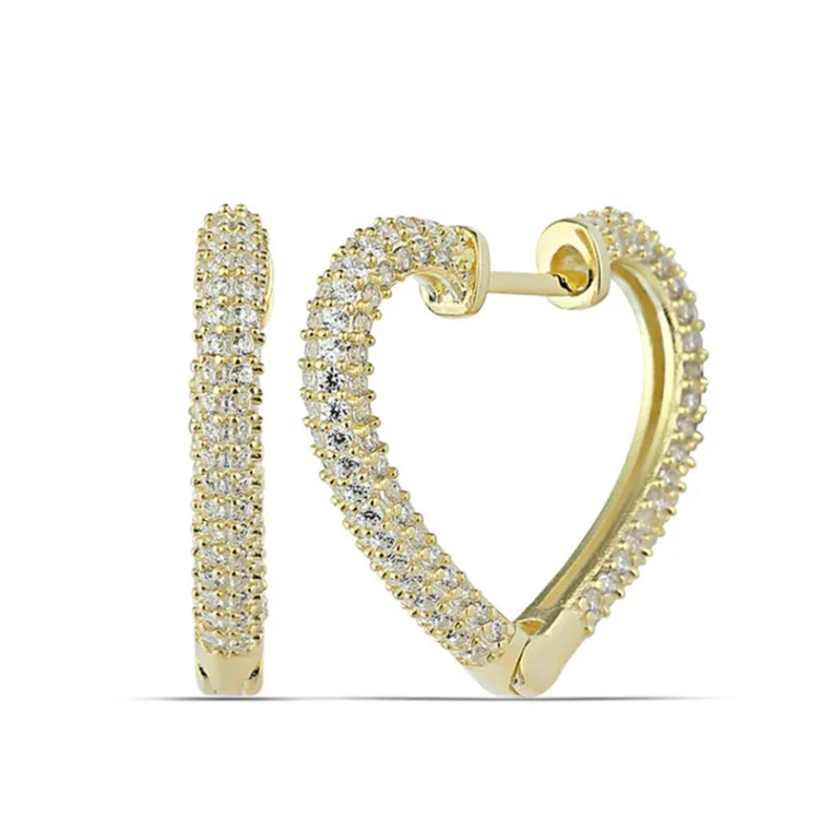 Sterling Silver Gold Plated Heart Earrings for Women – Elegant Romantic Jewelry