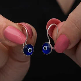 Rhodium Plated Sterling Silver Dangle Evil Eye Earrings for Women – Zircon Protection Charm Jewelry - image 2 thumbnail