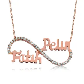Rose Gold Plated Sterling Silver Personalized Infinity Name Necklace for Women | Custom Zircon Love Necklace - image 2 thumbnail