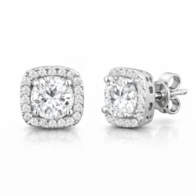 Sterling Silver Square Diamond-Style Zircon Stud Earrings for Women – Modern Pave Set Statement Jewelry thumbnail