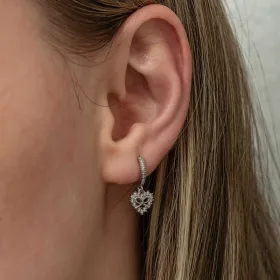 Sterling Silver Heart Bow Dangle Earrings for Women | Pearl & Zircon Earrings - image 3 thumbnail
