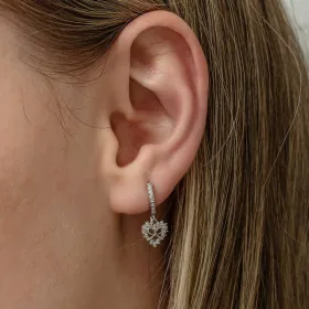 Sterling Silver Heart Bow Dangle Earrings for Women | Pearl & Zircon Earrings - image 4 thumbnail