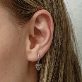 Sterling Silver Heart Bow Dangle Earrings for Women | Pearl & Zircon Earrings - image 5 thumbnail