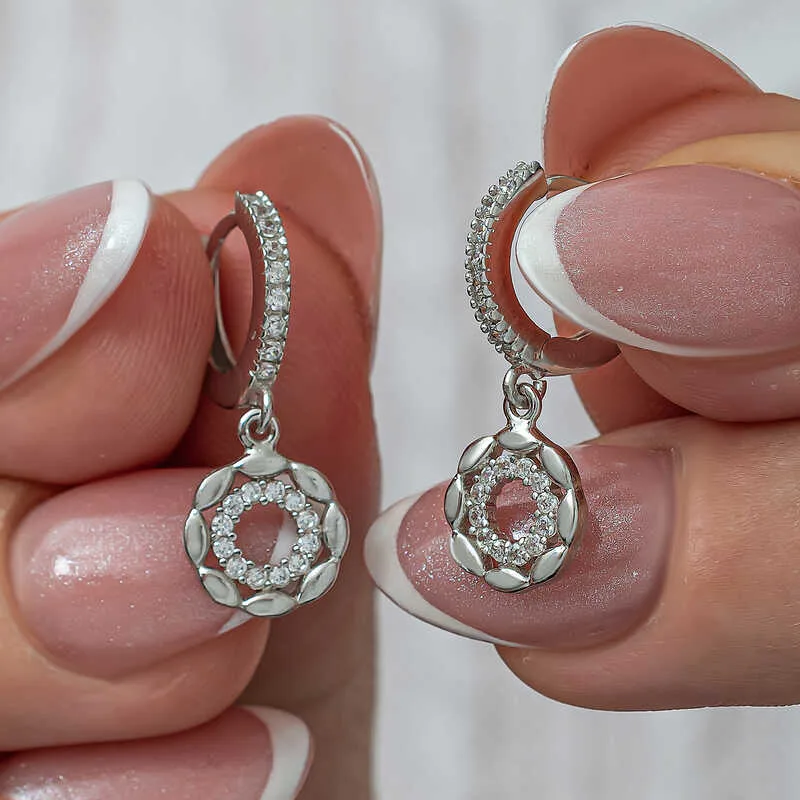 Sterling Silver Heart Bow Dangle Earrings for Women
