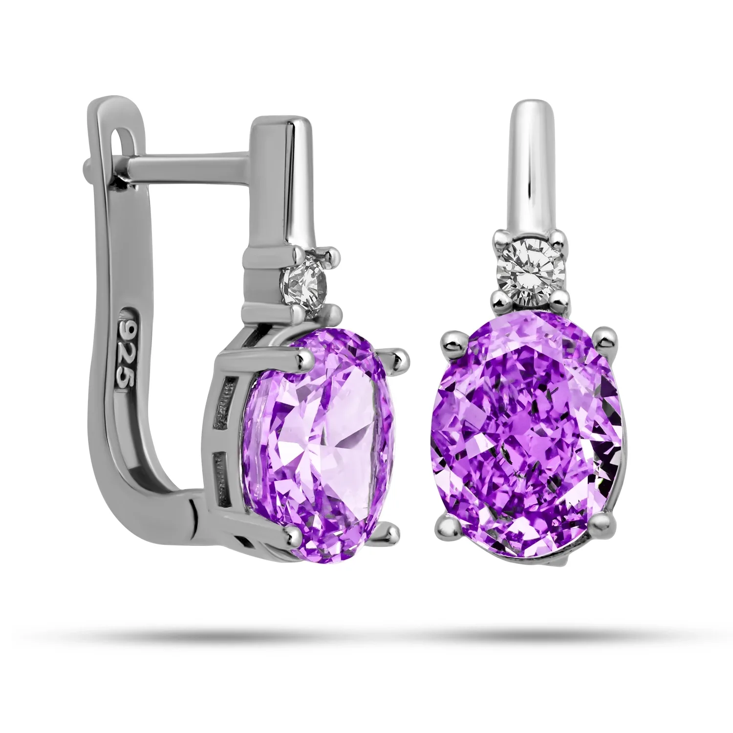 Sterling Silver Ice Cut Oval Pink Zircon Earrings for Women – Elegant Sparkling Drop Jewelry