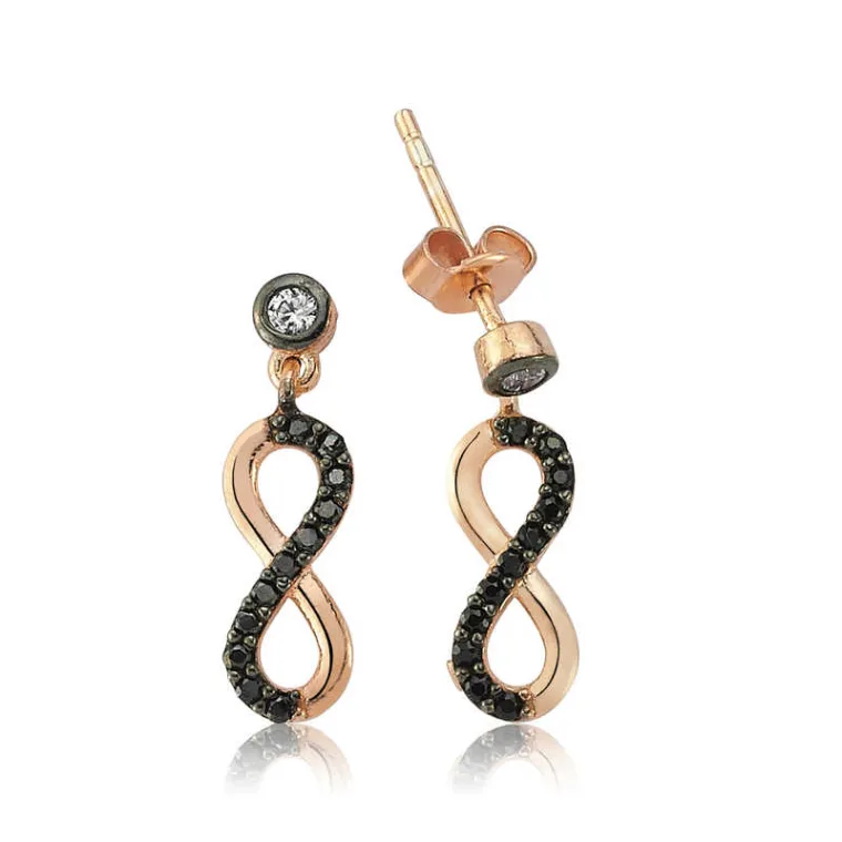 Rose Gold Plated Sterling Silver Eternal Infinity Stud Earrings for Women – Symbol of Endless Love and Devotion