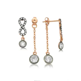 Rose Plated Sterling Silver Infinity Chain Drop Earrings for Women – Handmade Dangle Symbol Jewelry thumbnail
