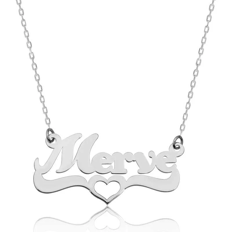 Sterling Silver Personalized Name Heart Necklace for Women – Custom Engraved Heart Pendant Jewelry