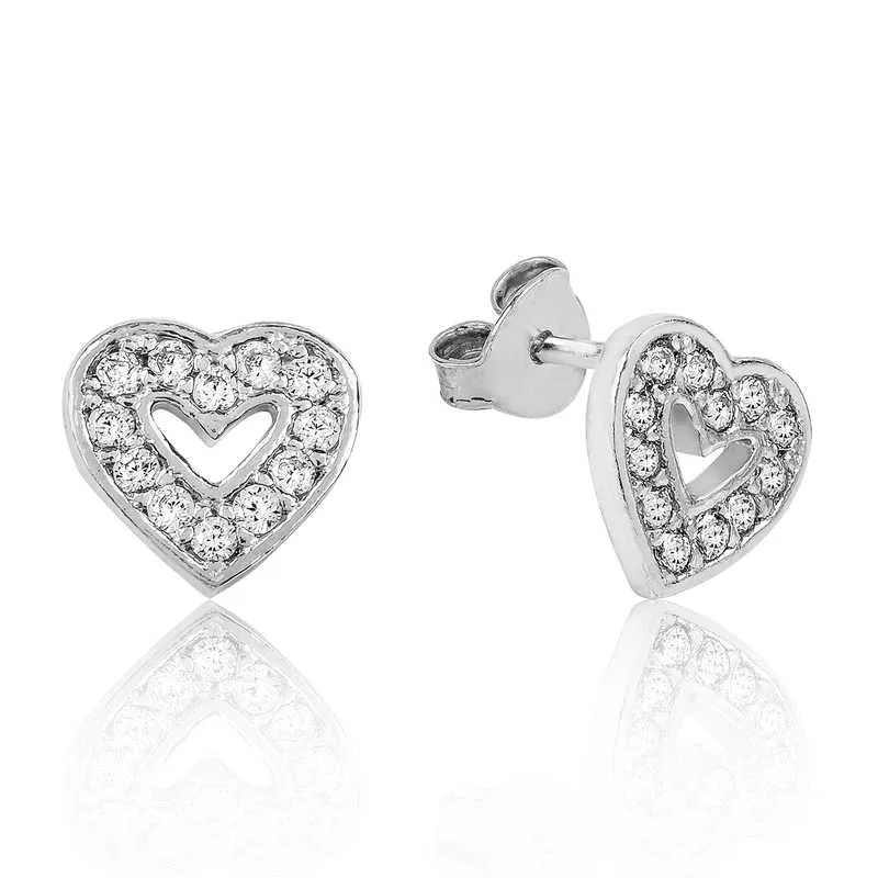 Rhodium Plated Sterling Silver Infinity Stud Earrings for Women