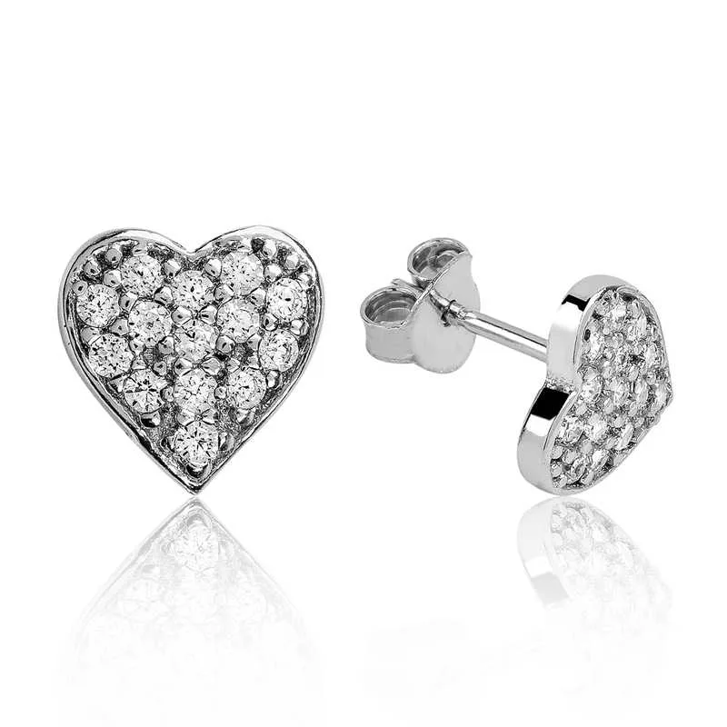 Sterling Silver Love Branch Zircon Stud Earrings for Women – Elegant Romantic Minimal Jewelry