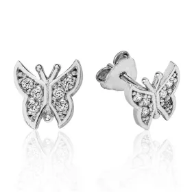 Rhodium Plated Sterling Silver Butterfly Stud Earrings for Women – Zircon Romantic Nature-Inspired Jewelry - image 2 thumbnail