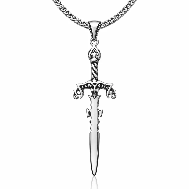Oxidized Sterling Silver Sword Pendant Necklace for Men – Warrior Inspired Statement Jewelry