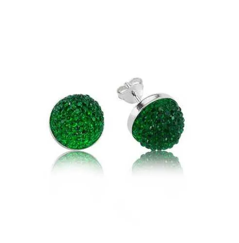 Rhodium Plated Sterling Silver Green Crystal Stud Earrings for Women – Sparkling Star-Inspired Everyday Jewelry