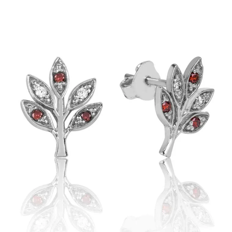 Sterling Silver Love Branch Zircon Stud Earrings for Women – Elegant Romantic Minimal Jewelry alternate view