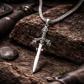 Oxidized Sterling Silver Sword Pendant Necklace for Men – Warrior Inspired Statement Jewelry - image 3 thumbnail