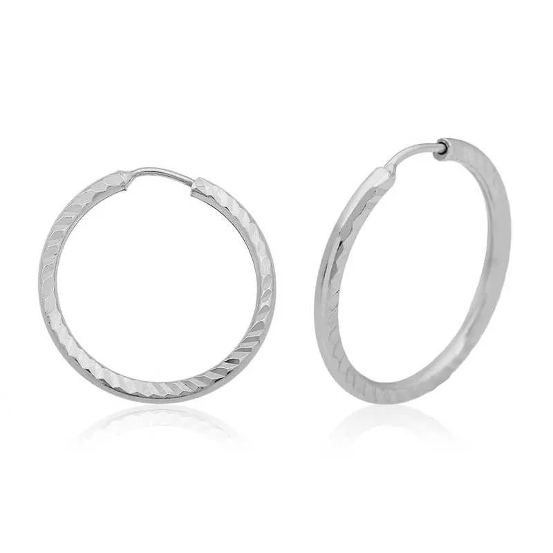 Sterling Silver Twisted Hoop Earrings for Women | Rhodium Plated Classic Everyday Jewelry - image 2