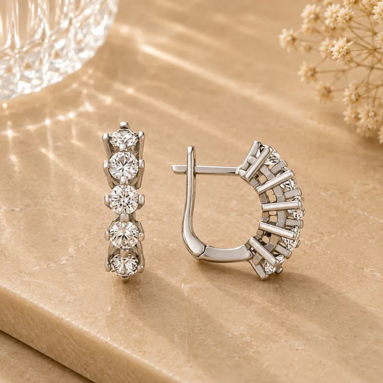Sterling Silver Five Stone Earrings for Women