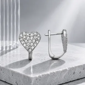 Sterling Silver Heart Earrings for Women | Zircon Heart Stud Earrings thumbnail