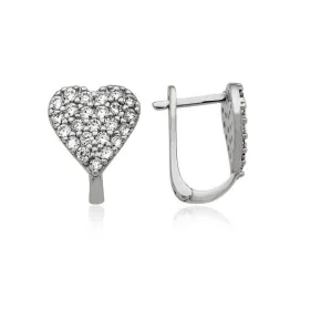Sterling Silver Heart Earrings for Women | Zircon Heart Stud Earrings - image 2 thumbnail