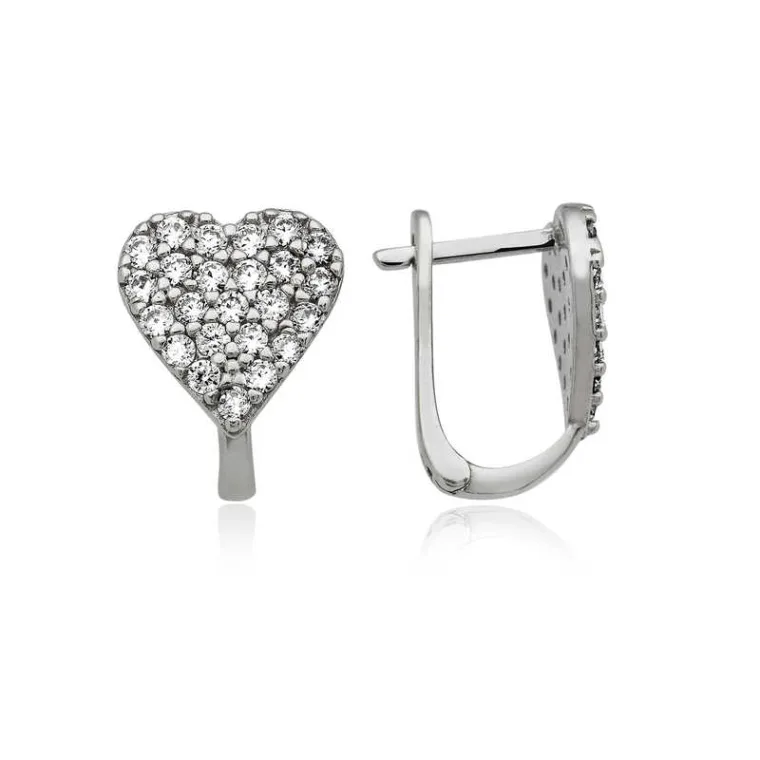 Sterling Silver Heart Earrings for Women alternate view