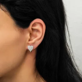 Sterling Silver Heart Earrings for Women | Zircon Heart Stud Earrings - image 3 thumbnail