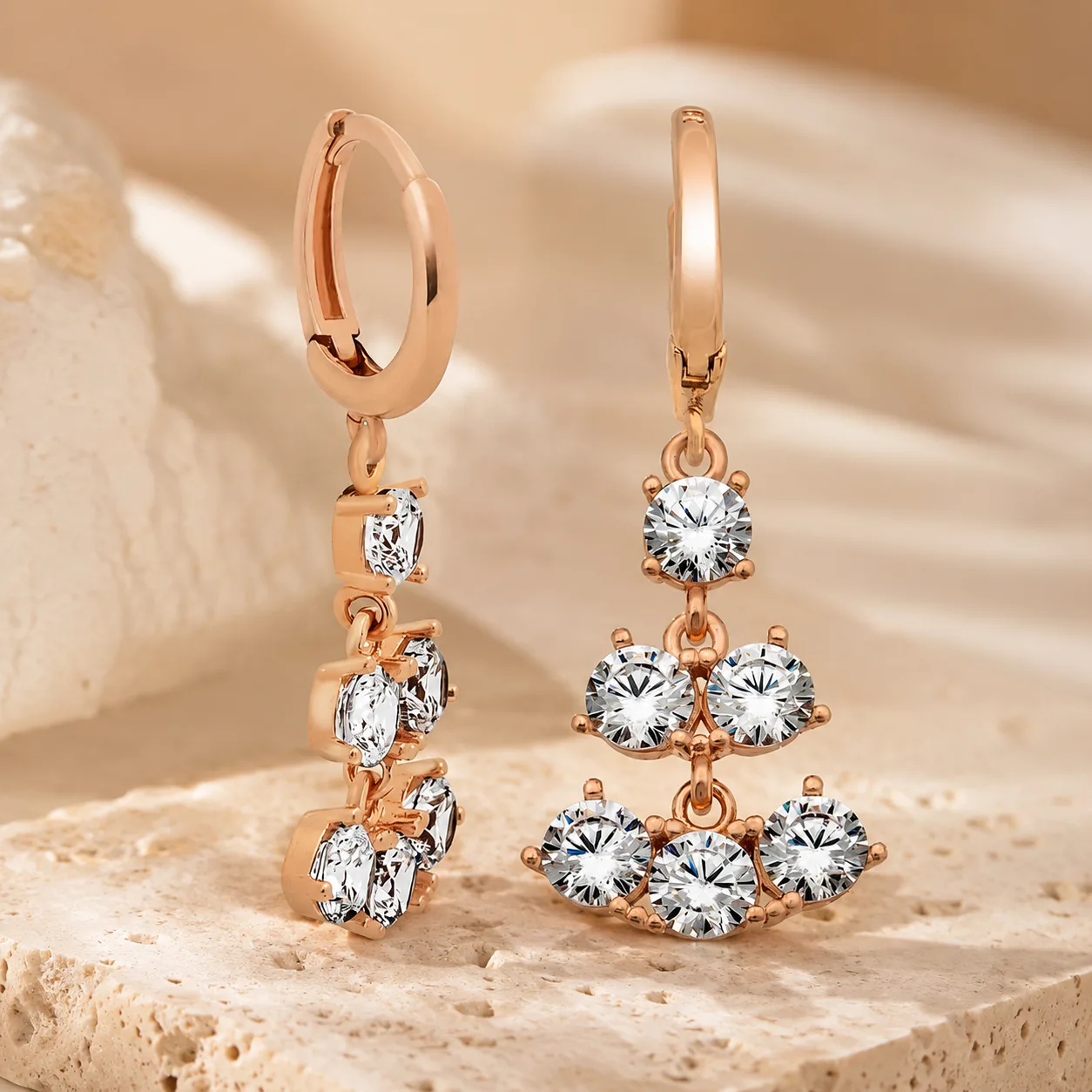 Sterling Silver Square Cut Zircon Drop Earrings for Women – Elegant Minimal Statement Jewelry