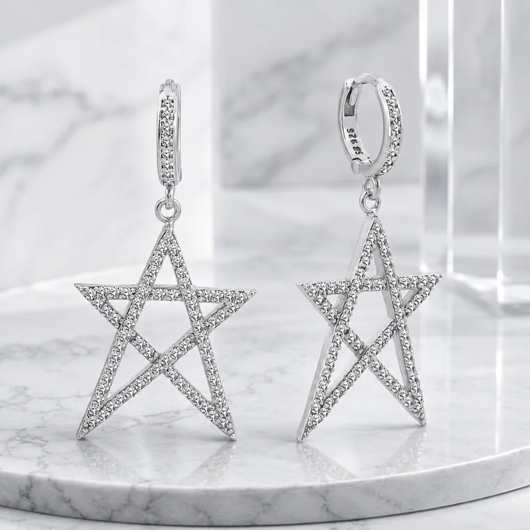 Sterling Silver Star Earrings for Women