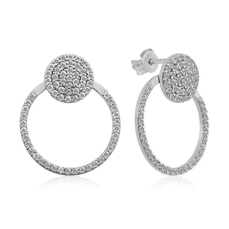 Rhodium Plated Sterling Silver White Polished Hoop Earrings for Women – Minimal Everyday Elegant Jewelry - image 2