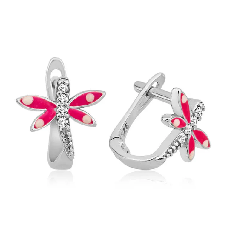 Sterling Silver Dragonfly Earrings for Girls alternate view