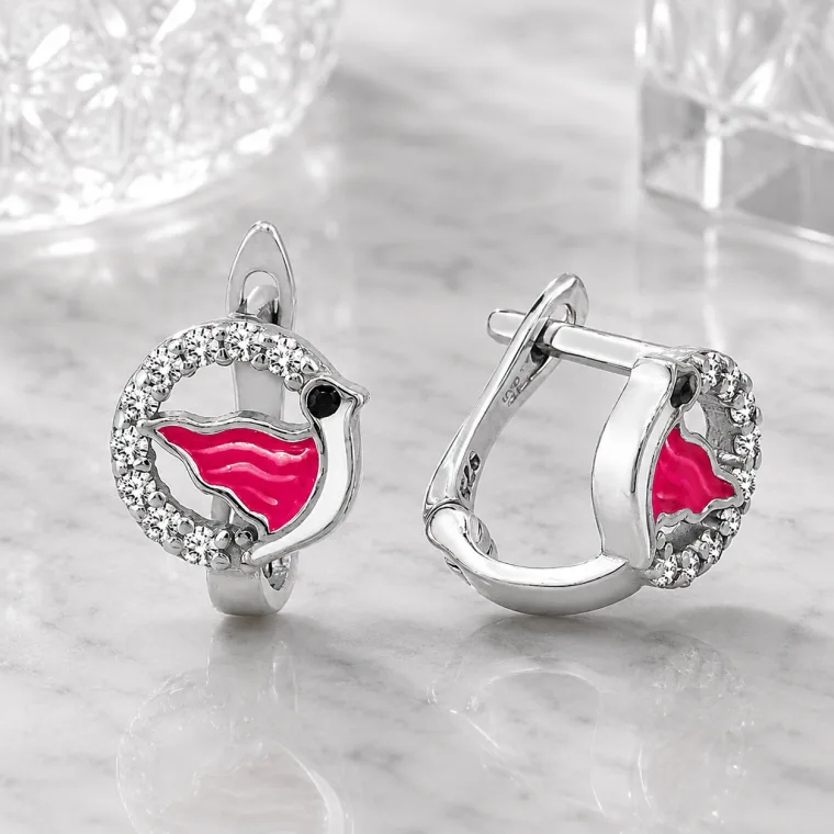 Sterling Silver Bird Stud Earrings for Kids