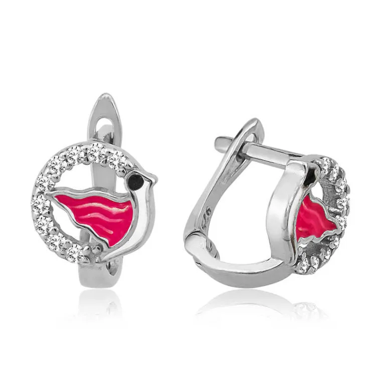 Sterling Silver Bird Stud Earrings for Kids alternate view